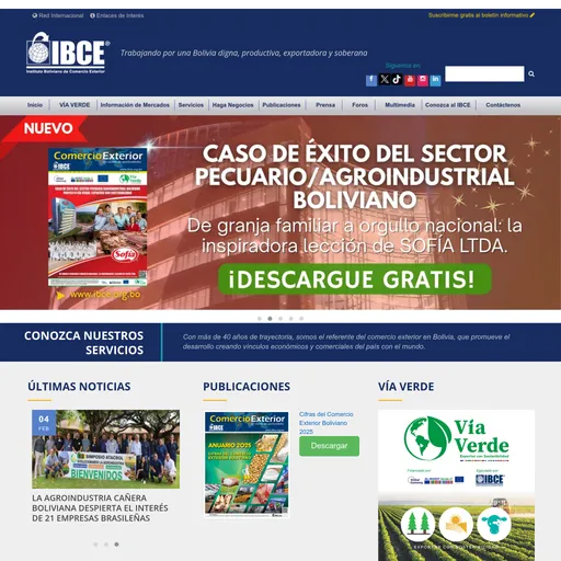 Screenshot de IBCE - Instituto Boliviano de Comercio Exterior