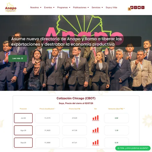 Screenshot de ANAPO — Asociación de Productores de Oleaginosas y Trigo